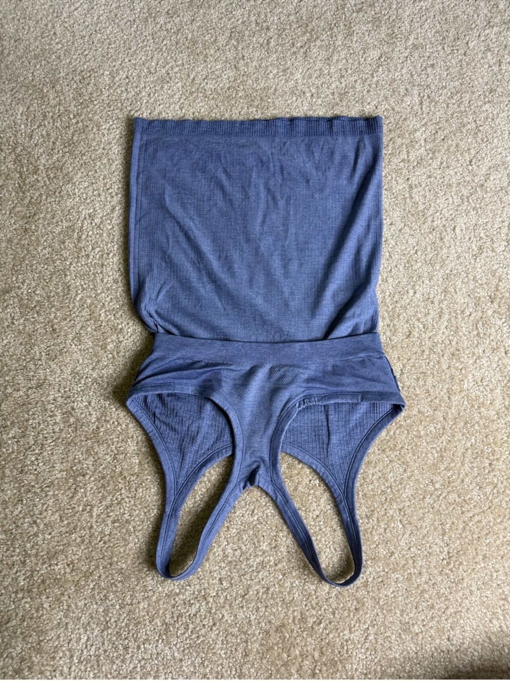 Ribbed Blue Racerback Tank Top - Picture 6 of 8